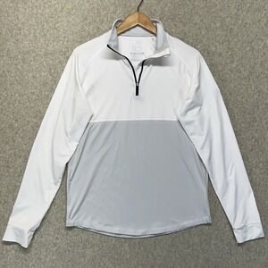 Swannies Golf Pullover Mens Small White 1/4 Zip Performance Long Sleeve